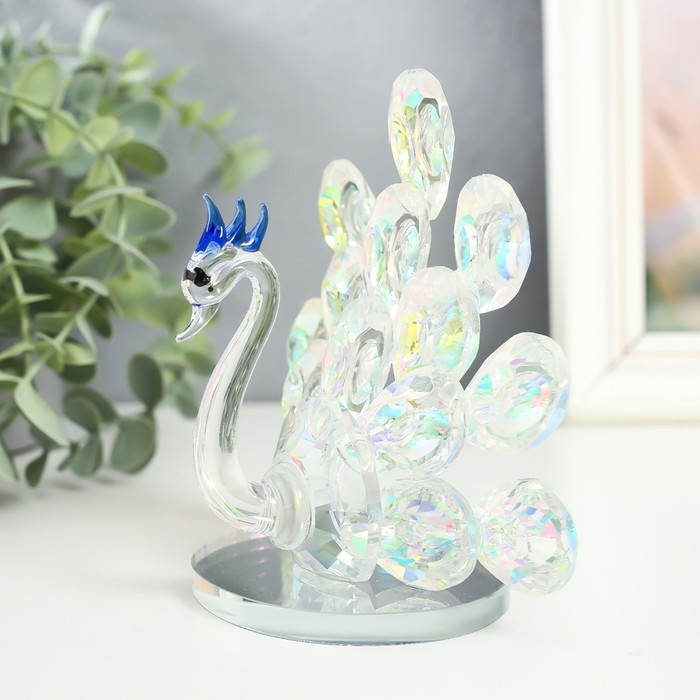 Сувенир стекло Сувенир стекло "Павлин с распушившимся хвостом" эффект муранского стекла 8х14х13 см