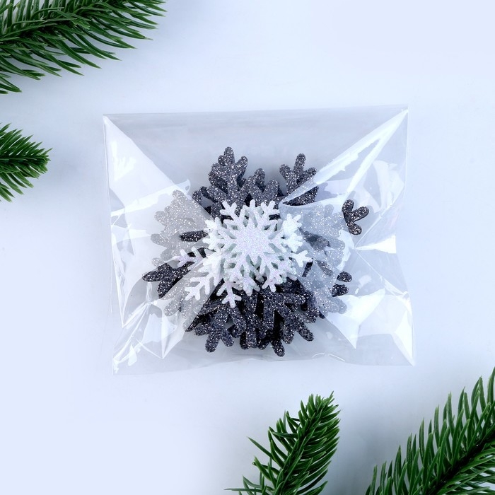 Декор «Снежинки» набор 12 шт., серебро Декор «Снежинки» набор 12 шт., серебро