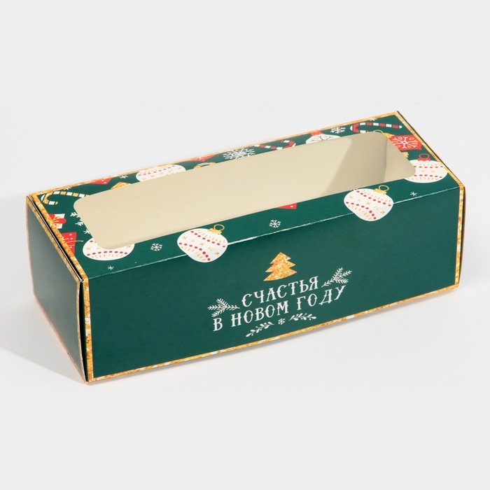 Коробка для кондитерских изделий с окном «Счастья в новом году», 26 х 10 х 8 см, Новый год Коробка для кондитерских изделий с окном «Счастья в новом году», 26 х 10 х 8 см, Новый год