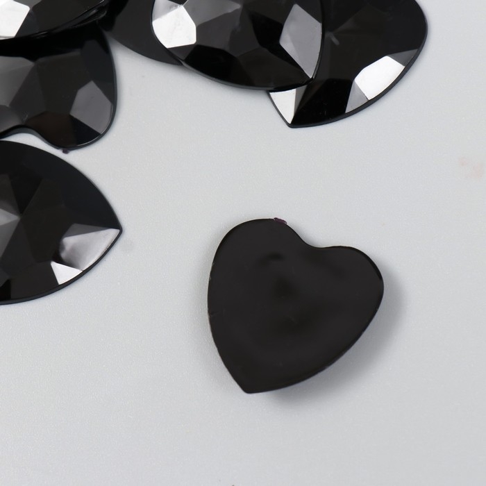 Декор для творчества пластик "Стразы сердце. Полночь" набор 30 шт 2,5х2,5 см