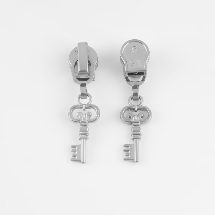 Бегунок автоматический для молнии «Спираль», №5, декоративный «Ключ», 10 шт, цвет никель Бегунок автоматический для молнии «Спираль», №5, декоративный «Ключ», 10 шт, цвет никель