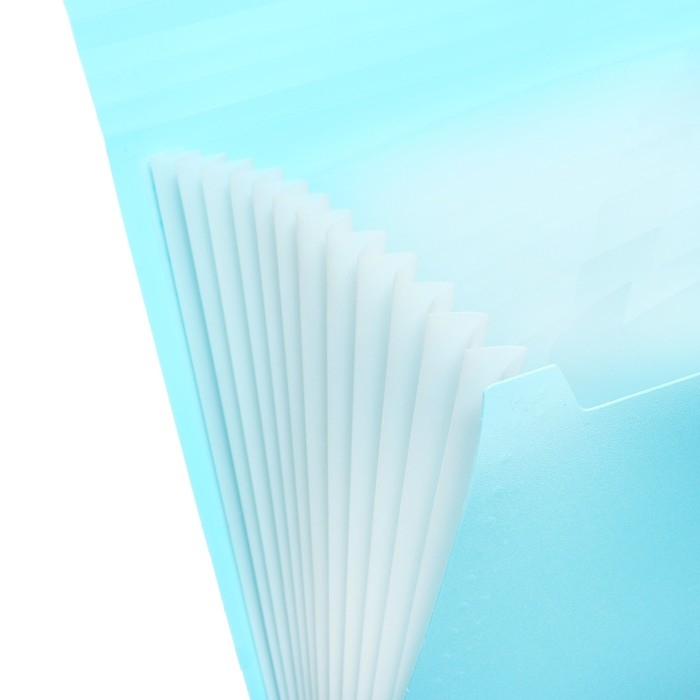 Папка картотека А4, Calligrata Папка картотека А4, Calligrata "Акварель", 13 отделений, пластиковая, 700 мкм, бирюзовая, резинка чёрная