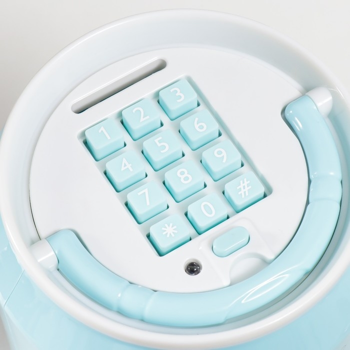 Копилка пластик Копилка пластик "Банка. Единорожка" кодовый замок, звук АА голубой 15х21 см