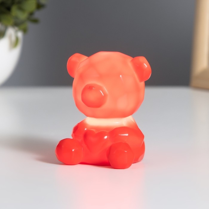 Ночник "Медвежонок с сердцем" 2Вт LED LR44 красный 4х5х7см