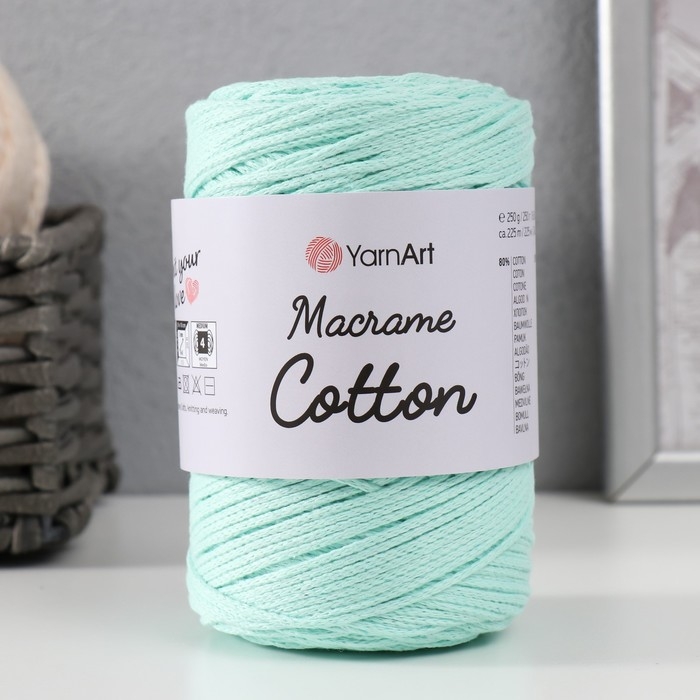Пряжа  Пряжа "Macrame Cotton" 20% полиэстер, 80% хлопок 225м/250гр (775 мята)