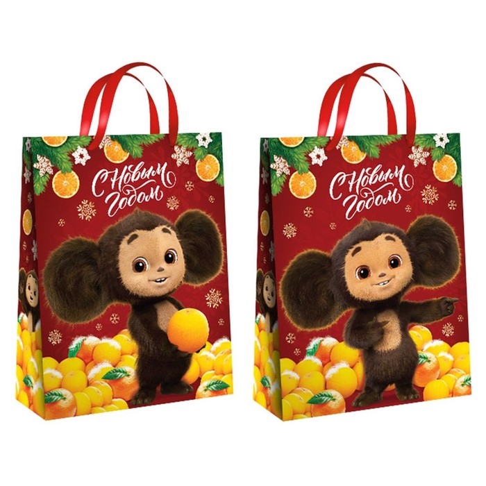 Пакет подарочный Пакет подарочный "С Новым годом!", 31х40х11.5 см, упаковка, Чебурашка