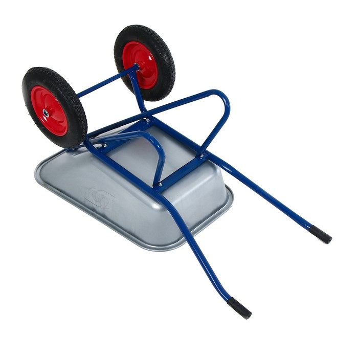 Тачка строительная, двухколёсная: груз/п 200 кг, объём 100 л, синие ручки Тачка строительная, двухколёсная: груз/п 200 кг, объём 100 л, синие ручки