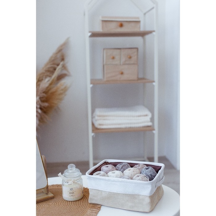 Короб для хранения вещей LaDо́m, 25×20×11 см, цвет белый/бежевый Короб для хранения вещей LaDо́m, 25×20×11 см, цвет белый/бежевый