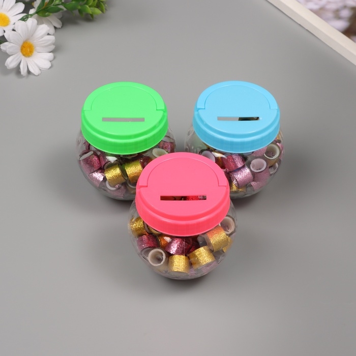 Клейкая лента пластик в банке  Клейкая лента пластик в банке "Шайн. Золото и розовый" н-р 40 шт 1,2 см, дл.0,9 м 7х7х9 см