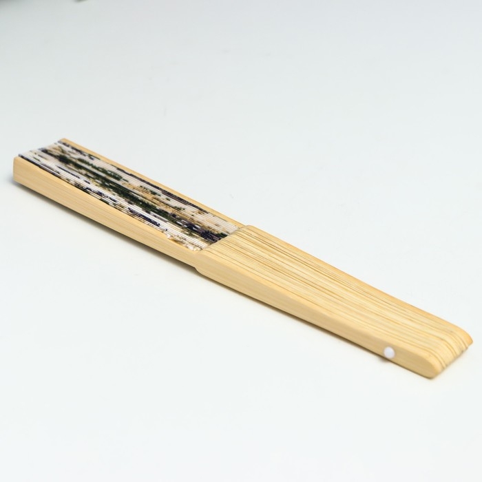 Веер бамбук, текстиль h=21 см  Веер бамбук, текстиль h=21 см "Цветы" с чехлом, бежевый