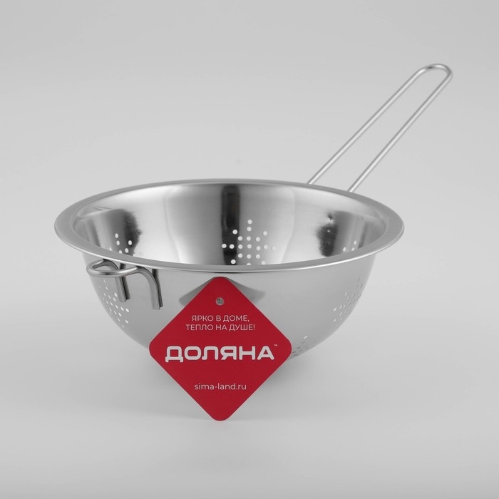 Дуршлаг из нержавеющей стали Доляна «Индия», 1,3 л, d=20 см, длинная ручка Дуршлаг из нержавеющей стали Доляна «Индия», 1,3 л, d=20 см, длинная ручка