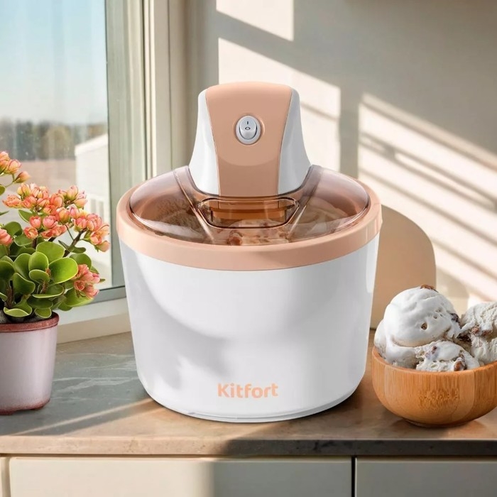 Мороженица Kitfort КТ-1841, полуавтомат, 12 Вт, 1.2 л, бело-оранжевая Мороженица Kitfort КТ-1841, полуавтомат, 12 Вт, 1.2 л, бело-оранжевая