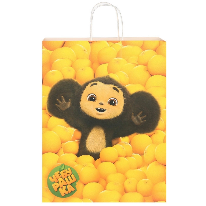 Пакет подарочный, 31х40х11.5 см, крафт, упаковка, Чебурашка Пакет подарочный, 31х40х11.5 см, крафт, упаковка, Чебурашка