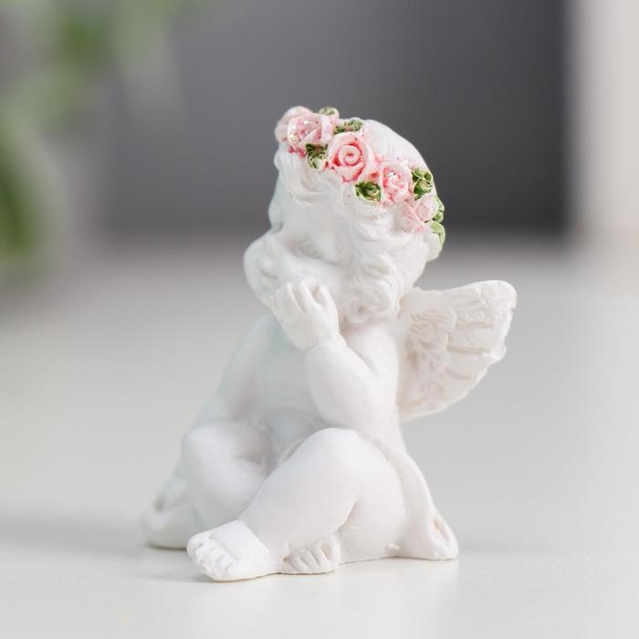 Сувенир полистоун Сувенир полистоун "Ангелочек в розовом веночке" МИКС 5х3,5х3 см