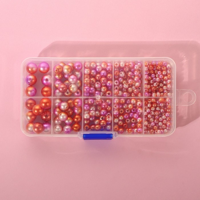 Ассорти пришивных бусин «Нежность», d = 4 / 5 / 6 / 8 / 10 мм, цвет розовый спектр