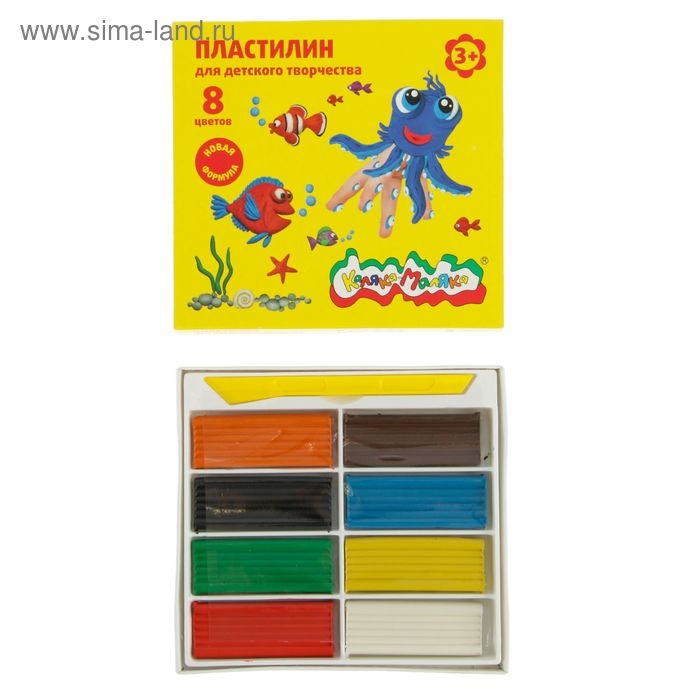 Пластилин 8 цветов 120 г  Пластилин 8 цветов 120 г "Каляка-Маляка", со стеком
