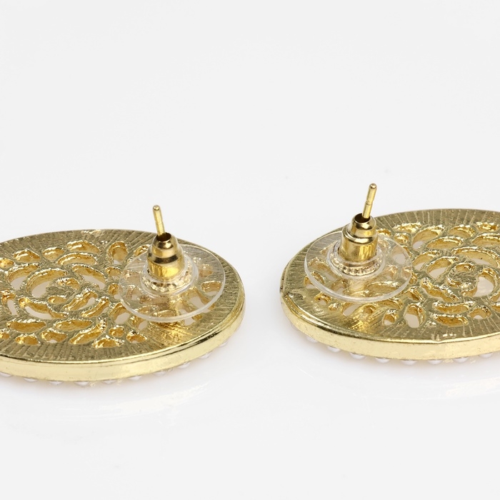 Серьги с жемчугом Серьги с жемчугом "Ажур" грациозная, цвет белый в золоте