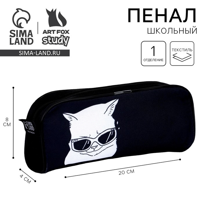 Пенал школьный текстильный «1 сентября: Дай списать» Кот, 20 х 8 х 4 см Пенал школьный текстильный «1 сентября: Дай списать» Кот, 20 х 8 х 4 см