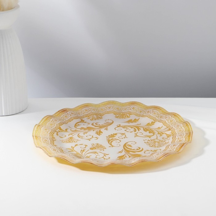 Набор столовый «Растительный узор», 7 предметов: d=30 см - 1 шт, d=18 см - 6 шт, цвет бежевый с золотым Набор столовый «Растительный узор», 7 предметов: d=30 см - 1 шт, d=18 см - 6 шт, цвет бежевый с золотым