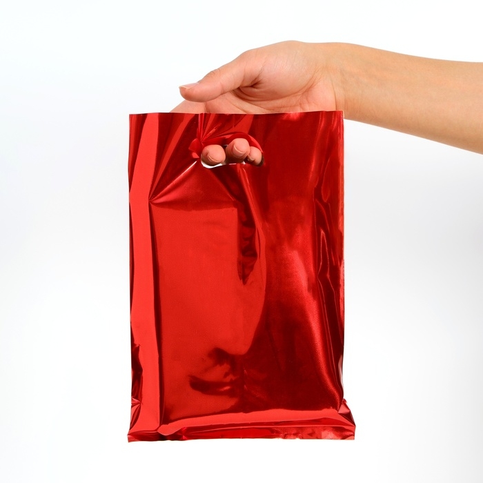Набор подарочных пакетов, металлизированныей, красный 17х25 см , 20 микрон 10шт набор Набор подарочных пакетов, металлизированныей, красный 17х25 см , 20 микрон 10шт набор