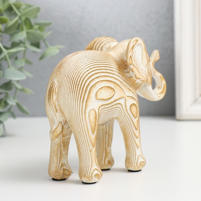 Сувенир полистоун Сувенир полистоун "Белый слон с золотом - слои" 12х5х10 см