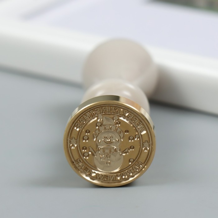 Печать для сургуча с пластиковой ручкой "Снеговик" 2,5х2,5 см