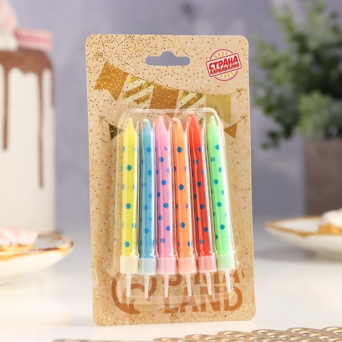 Свечи в торт  Свечи в торт "Горошек" 7х0.6 см, 6 шт