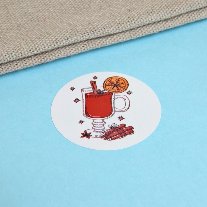 Новый год. Наклейки в рулоне "Новогодние угощения", 500 шт, 3,8 х 3,8 см