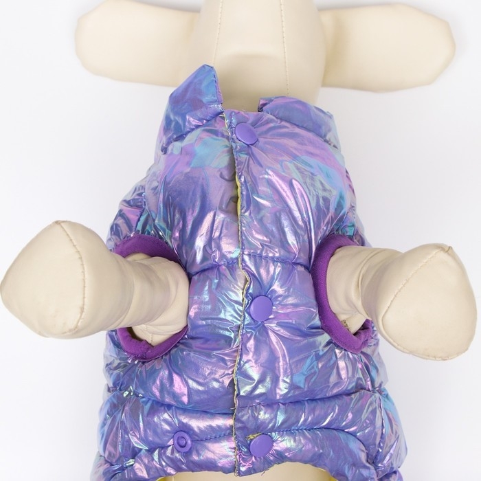 Куртка для собак двухсторонняя с утяжкой, размер 10 (ДС 25, ОГ 34,ОШ 24),фиолетовая/жёлтая Куртка для собак двухсторонняя с утяжкой, размер 10 (ДС 25, ОГ 34,ОШ 24),фиолетовая/жёлтая