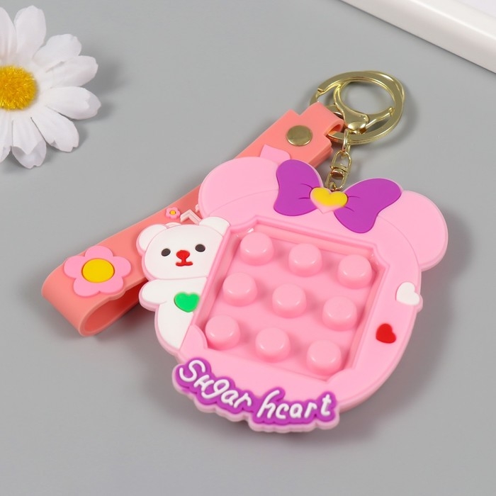 Брелок резина с карабином, ремешком антистресс+лабиринт "Мишка" 1,5х9х9,5 см