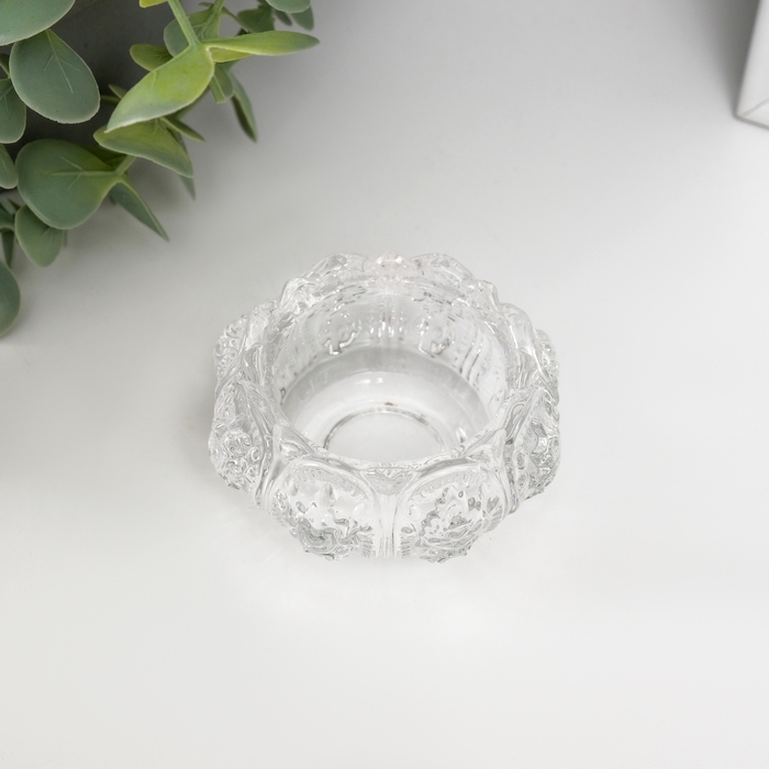 Подсвечник стекло на 1 свечу Подсвечник стекло на 1 свечу "Королевский узор" прозрачный 3,5х7,3х7,3 см