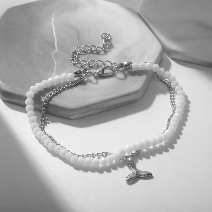 Браслет на ногу «Хвост» русалки, цвет белый в серебре, 28,5см Браслет на ногу «Хвост» русалки, цвет белый в серебре, 28,5см