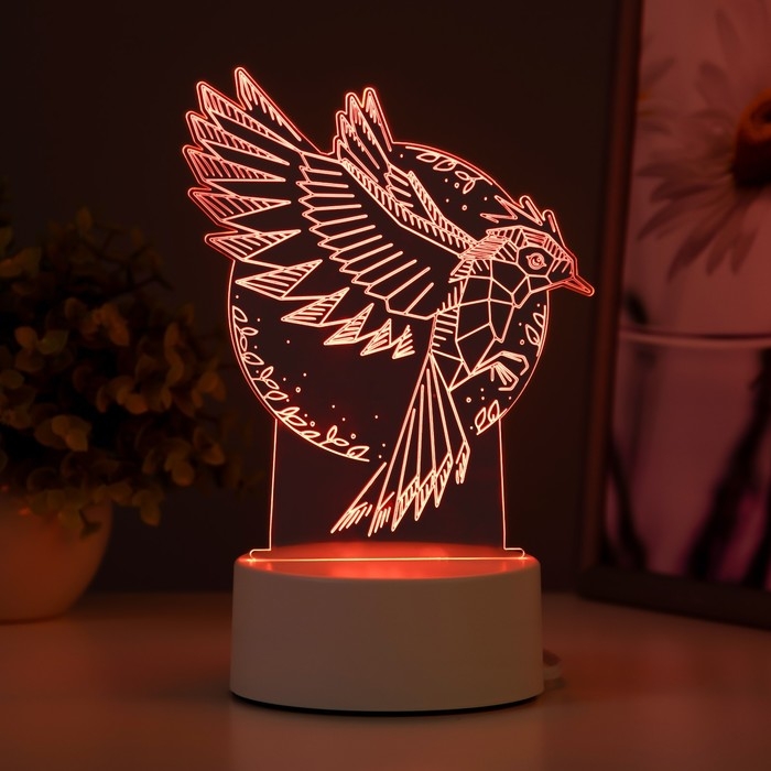Светильник  Светильник "Птица" LED RGB от сети 13,5х9,5х16,9 см RISALUX