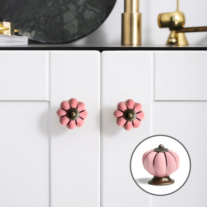 Ручка кнопка PEONY Ceramics 001, керамическая, пудровый Ручка кнопка PEONY Ceramics 001, керамическая, пудровый