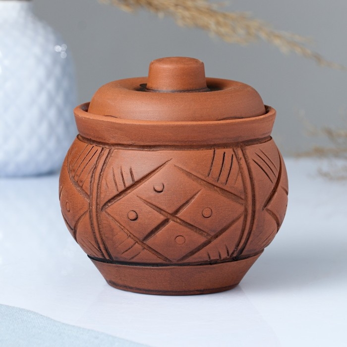 Горшок керамический для запекания  Горшок керамический для запекания "Кунгурский" молочение / 0,65л