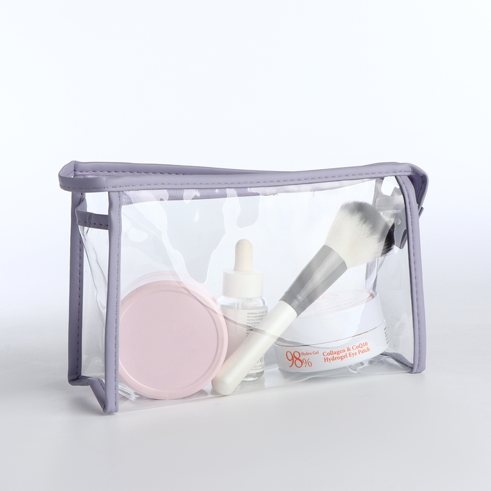 Набор косметичек 2 в 1 на молниях, цвет сиреневый Набор косметичек 2 в 1 на молниях, цвет сиреневый