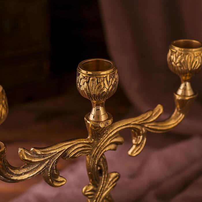 Подсвечник латунь на 3 свечи "Завитки" 21х8,5х19,5 см