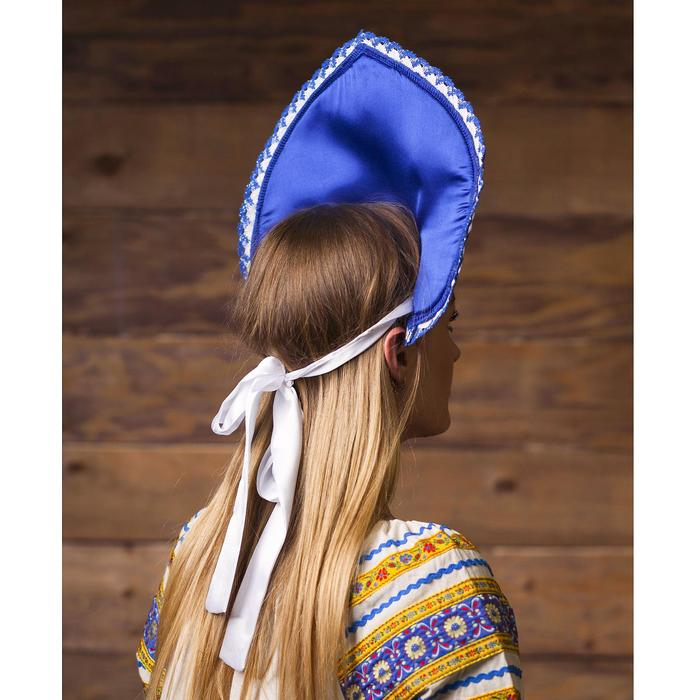 Кокошник «Птица», атлас, цвет синий Кокошник «Птица», атлас, цвет синий
