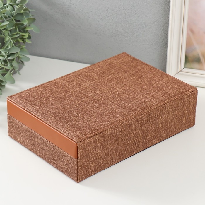 Шкатулка кожзам для украшений  Шкатулка кожзам для украшений "Шоколад" комбинированная 26,7х18,5х7,5 см