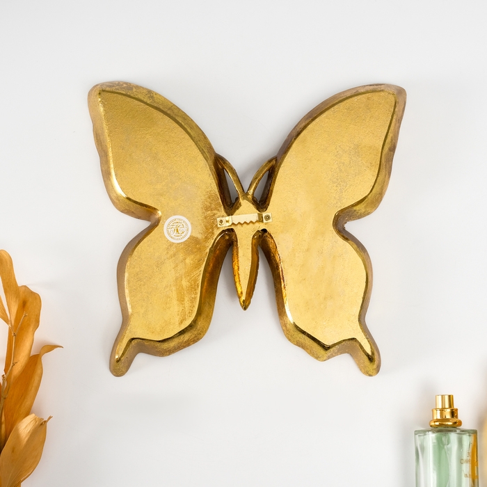 Панно интерьерное полистоун  Панно интерьерное полистоун "Зеркальная бабочка" золото 25х3х23 см