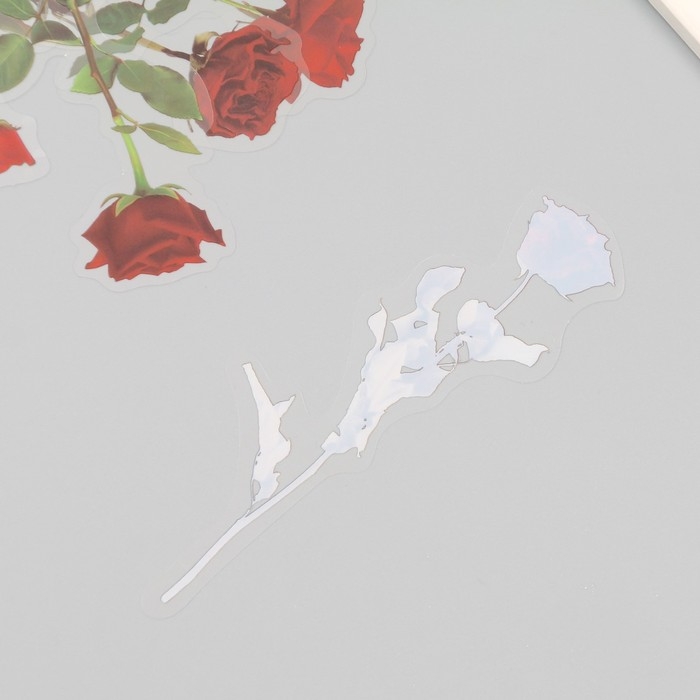 Наклейки пластик Наклейки пластик "Цветы и цитаты. Красные розы" набор 12 шт 8,5х21,5х0,2 см