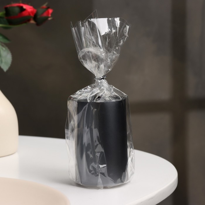 Свеча-цилиндр гладкая, 5х7,5 см, мокрый асфальт, 6 ч Свеча-цилиндр гладкая, 5х7,5 см, мокрый асфальт, 6 ч