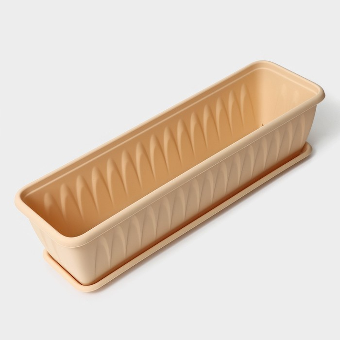 Ящик балконный «Алиция», 60 см, с поддоном, цвет белая глина Ящик балконный «Алиция», 60 см, с поддоном, цвет белая глина