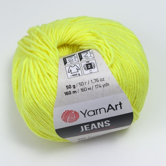 Пряжа "Jeans" 55% хлопок, 45% акрил 160м/50гр (58 лимон)