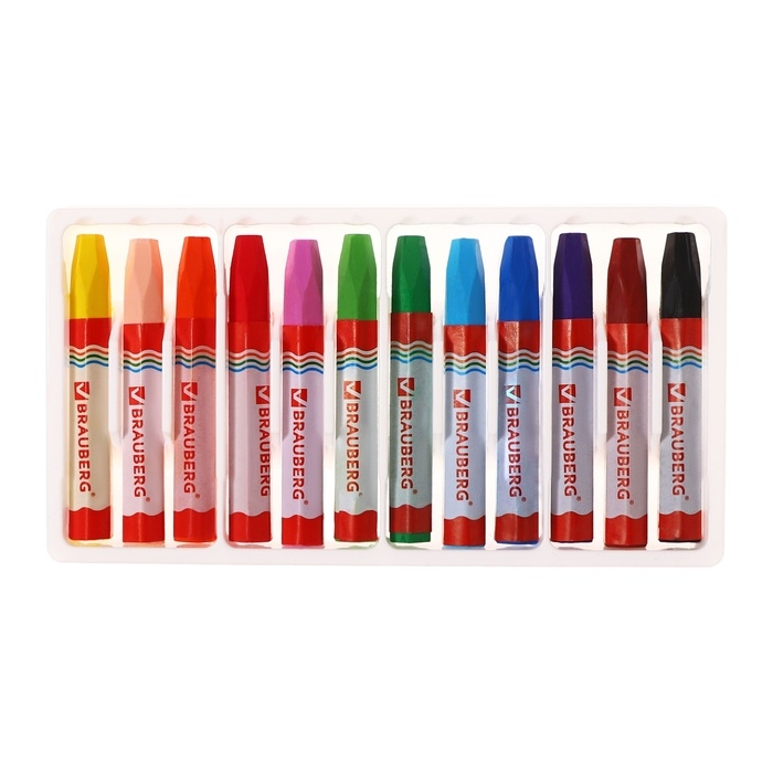 Мелки восковые 12 цветов BRAUBERG Академия, утолщенные, шестигранные, на масляной основе Мелки восковые 12 цветов BRAUBERG Академия, утолщенные, шестигранные, на масляной основе