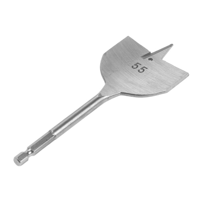 Сверло по дереву перовое ТУНДРА, шестигранный хвостовик, 55 х 152 мм Сверло по дереву перовое ТУНДРА, шестигранный хвостовик, 55 х 152 мм