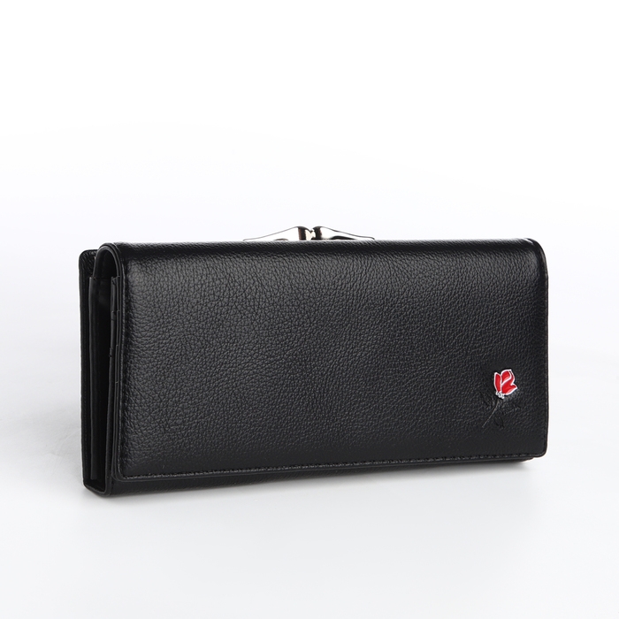 Кошелёк женский на магните, цвет чёрный