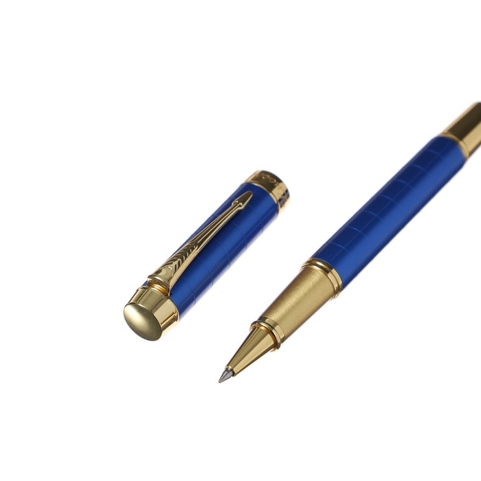 Ручка подарочная роллер, в кожзам футляре, корпус синий, золото Ручка подарочная роллер, в кожзам футляре, корпус синий, золото