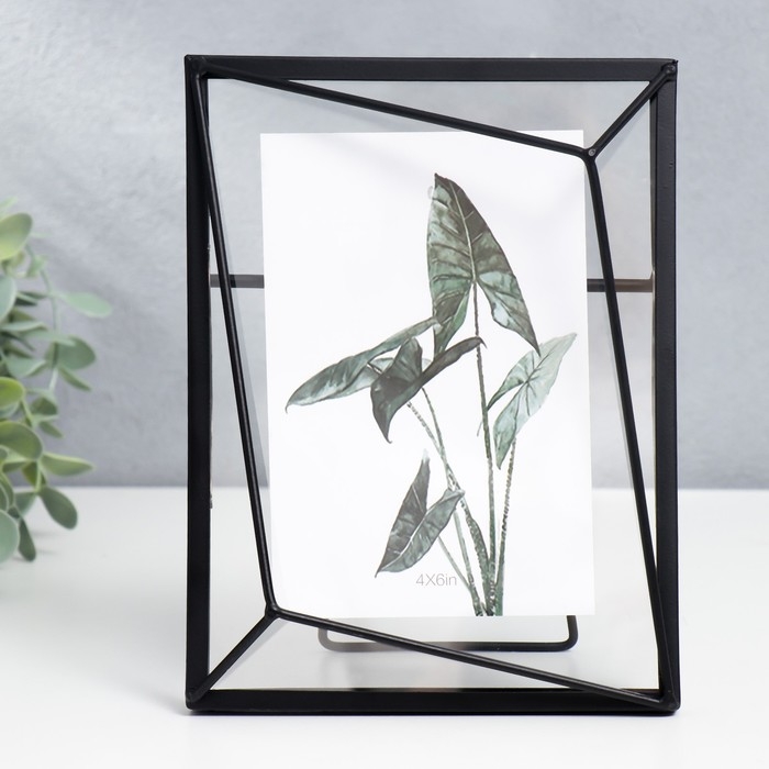 Фоторамка металл на 1 фото 10х15 см Фоторамка металл на 1 фото 10х15 см "Лофт. Преломление углов" чёрная 20х15х3 см