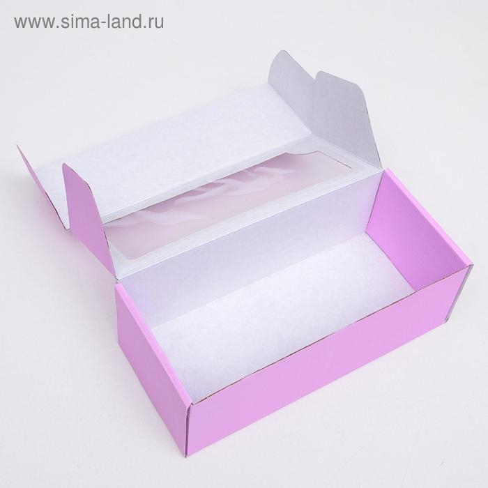 Коробка самосборная, с окном, сиреневая, 16 х 35 х 12 см МИКС Коробка самосборная, с окном, сиреневая, 16 х 35 х 12 см МИКС